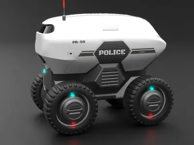 Sci-fi Police Droid Robot Low-poly 3D model