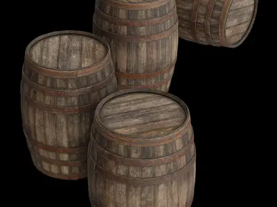 Old wooden barrel Low-poly 3D model