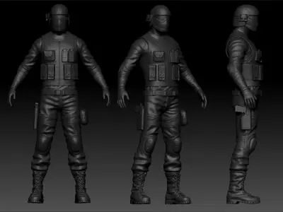 High Poly Soldier uniform 3D model