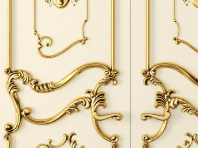 Luxury Classic baroque carved door 3D model buy
