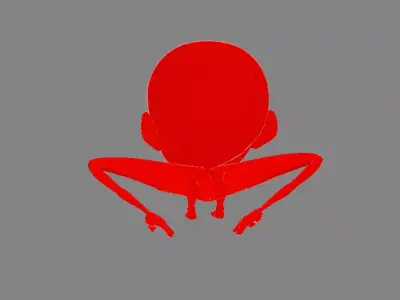 Crunsh Red Bighead - Strange Red Monster Character Low-poly 3D model