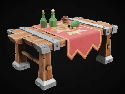 Stylized Table Free low-poly 3D model