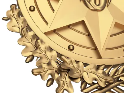 Coat of arms of Azerbaijan Gold Low-poly 3D model