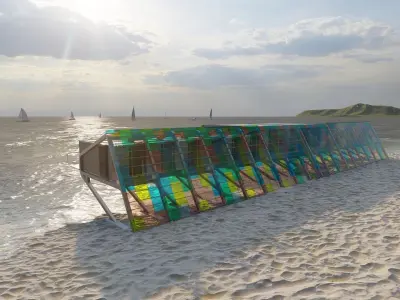 Hotel Beach-Hotel Beach Temporary accommodation-Hotel container 3D model