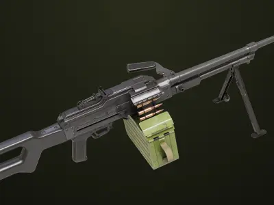 Machine Gun 11 Metal All PBR Unity UE Textures Low-poly 3D model