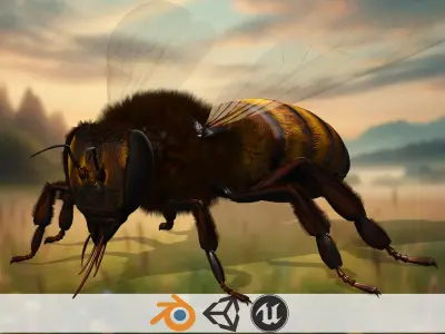 Honey Navigator Realistic Bee Low-poly 3D model