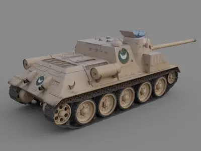 SU-100 Tank destroyer Egypt Free 3D model