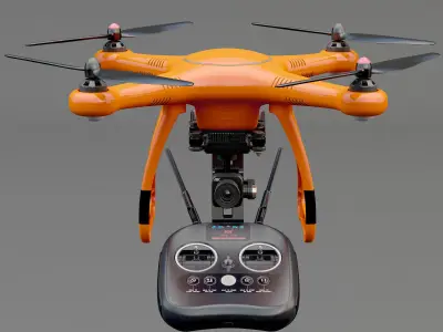 3D model Animated Drone Autel Robotics and Controller 3D model 3D model