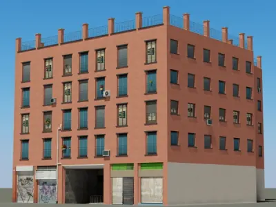 Building in shape of triangle Low-poly 3D model