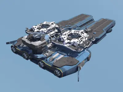 Futuristic Aircraft Base Carrier Low-poly 3D model