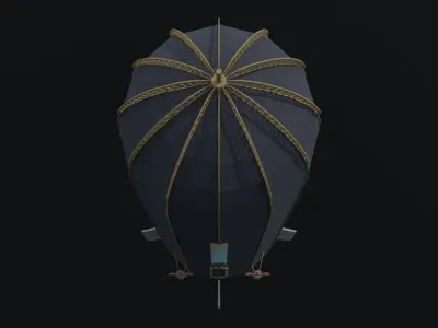 Cartoon SteamPunk Dirigible Polygonal Style Low-poly 3D model