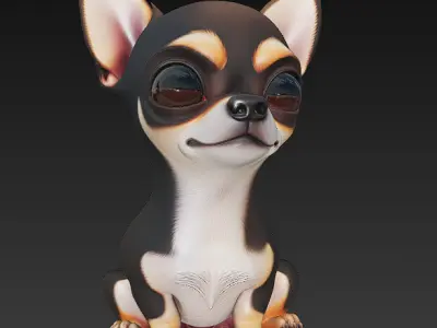Chihuahua Dog Realistic 3D Model - Low Poly Realistic Low-poly 3D model