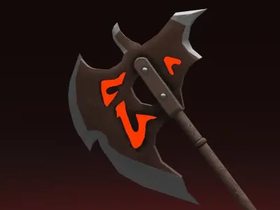 Lava Axe PBR Low-Poly Game READY Low-poly 3D model