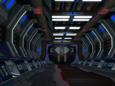 Sci fi spaceship interior 3D model