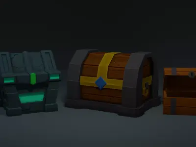 Cartoon Chests Free low-poly 3D model