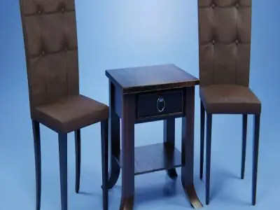 Set Wooden Furniture 10 3D model