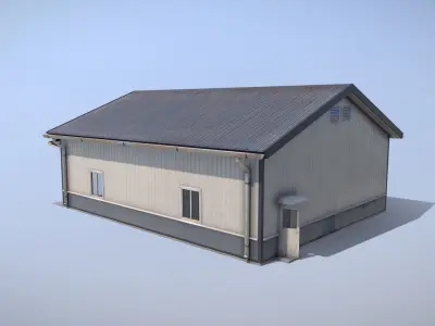 Airfield Hangar 12m Vr1 DARK Low-poly 3D model