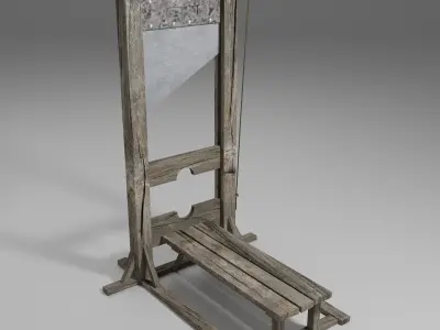 Guillotine old wooden Low-poly 3D model