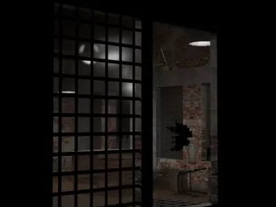 Abandoned Old hangar Low-poly 3D model