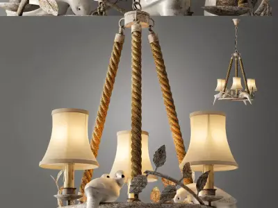 Chandelier Norman Bird Forest Patina 3 3D model