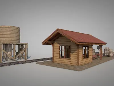 Contention City Vintage Western Train Station 3D model