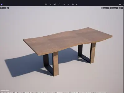 Rustic Live Edge Desk Table 3 Modern Organic Furniture 3D Model Low-poly 3D model