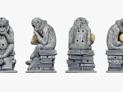 001252 statue of monkey to be or not to be 3D model