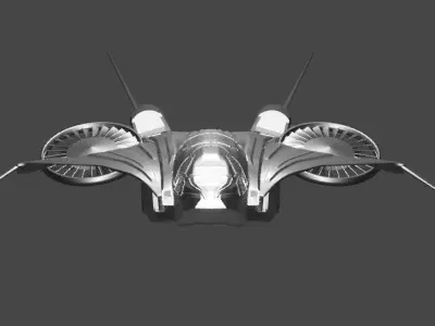 spaceship futuristic jet flying in air Low-poly 3D model