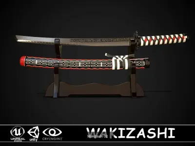 Set of japanese swords 02 3D Model Collection