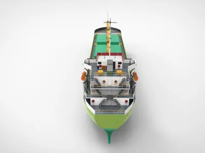 Cargo ship green 3D model