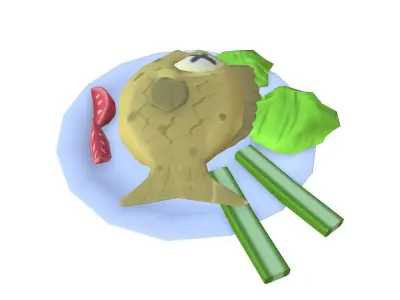 Cooked fish  Low-poly 3D model