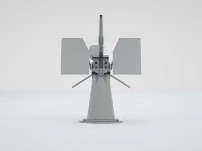 20mm Oerlikon Single Anti Air Machine Gun Mk4 Mount 3D model