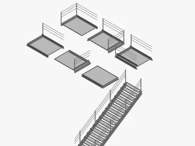 Modular Galvanised Steel Walkways Platforms and Stairs 3D model
