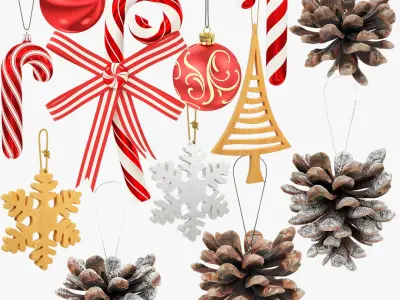 Christmas Ornaments Collection V2 3D model
