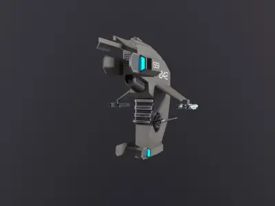  starship fighter lowpoly model SCI fi Low-poly 3D model