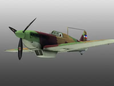 IK-3 Rogozarski  1940s Yugoslavian Fighter Low-poly 3D model