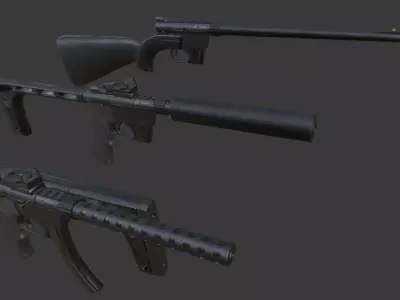 AR-7 Explorer Rifle 3 variants Low-poly 3D model