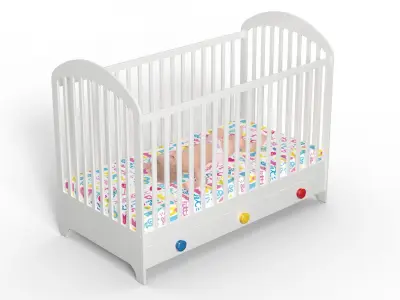 Baby Girl in Bed Sleeping Fur Rigged 3D model