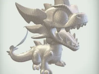 Cute Cartoon Dragon Low-poly 3D model