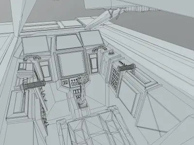 Light Assault Craft Fighter and Cockpit Low-poly 3D model