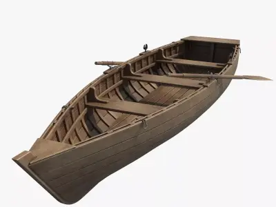 Wooden Boat v2 Low-poly 3D model