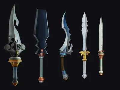 Dagger Edged Weapon Cartoon Medieval Melee Knife Iron Blade Low-poly 3D model