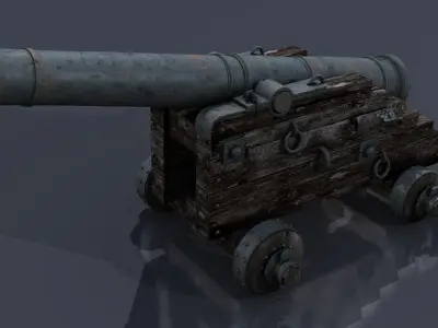 XVIII Century naval cannon Low-poly 3D model