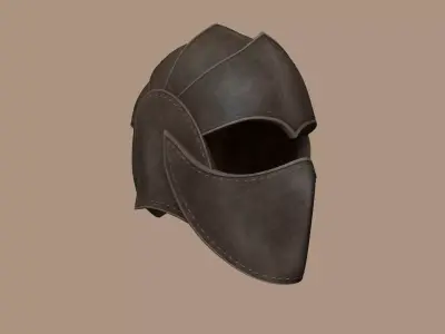 Leather Scales Medieval Helmet - Character Design Low-poly 3D model