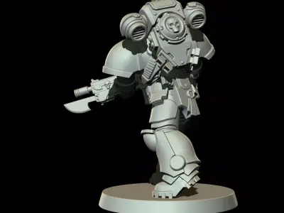 Sci-Fi Heavy Trooper STL Modular Power Armor 32mm Miniature V4 3D print model
