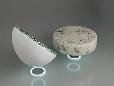 Sci-fi Chair and Table Free low-poly 3D model