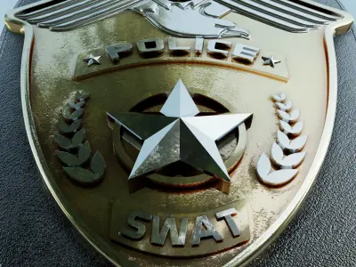 SWAT Police Badge Photorealistic PBR Low-poly 3D model Low-poly 3D model