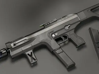 Sci-fi SMG Submi5 PBR Low-poly 3D model