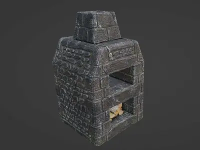 Oven - Medieval Stone Stove Low-poly 3D model