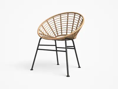 Shell outdoor Dining Chair wicker Low-poly 3D model